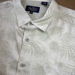 Nat Nast Mens XXL Luxury Originals White Floral Silk Short Sleeve Hawaiian Shirt
